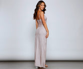 Zenni – Formelles Glitzerkleid mit hohem Schlitz